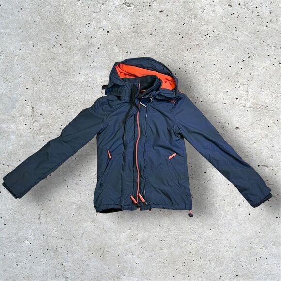 Superdry Japan Navy Pink Windcheater Jacket Women's Sz Small Insulated Full Zip - Picture 2 of 16